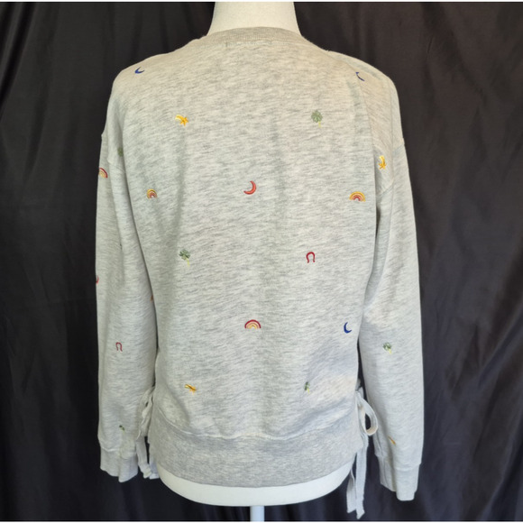 Marine Layer Embroidered Tie Waist Lucky Charm Nora Pullover Sweatshirt XS - Picture 6 of 7